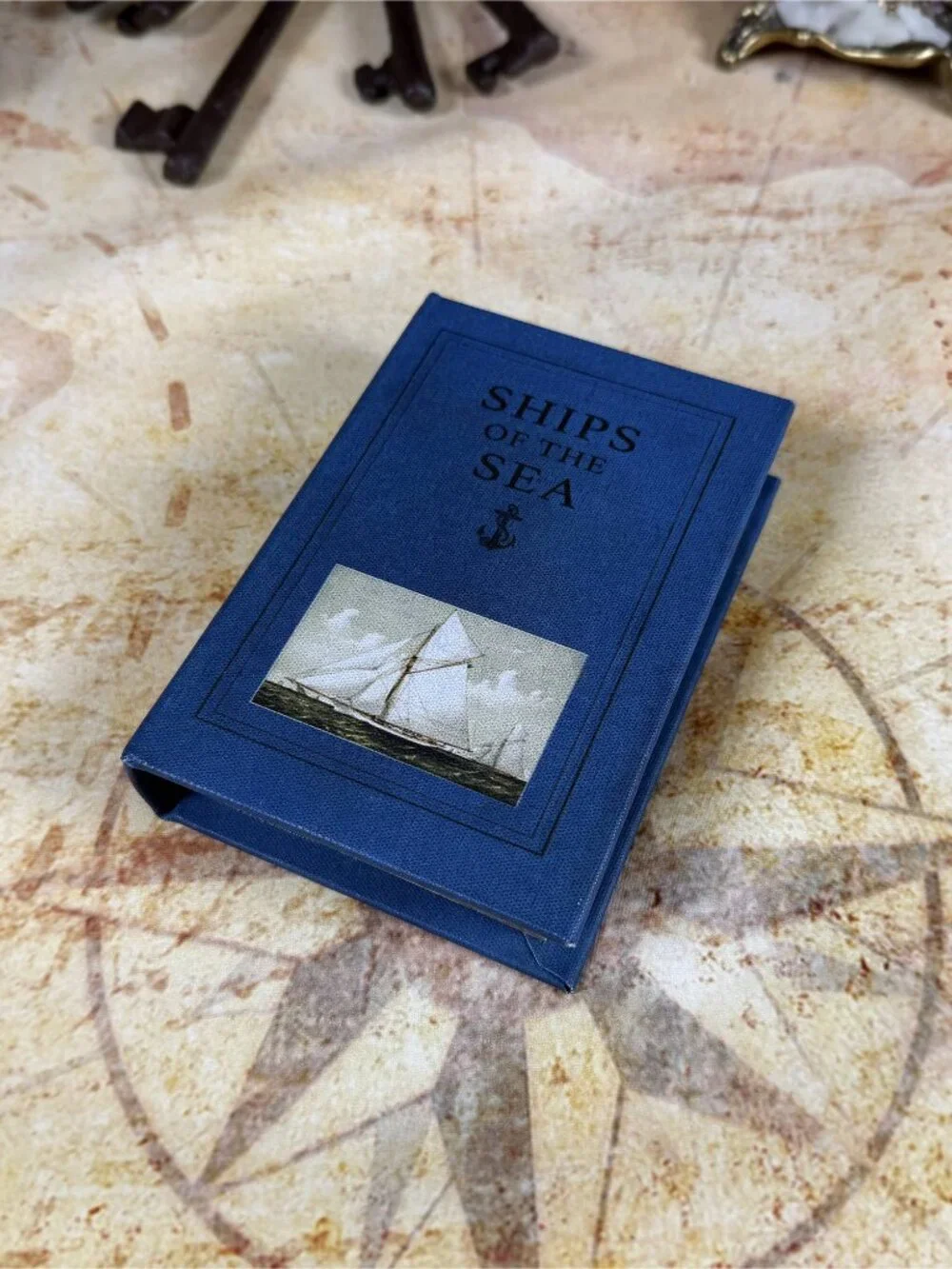 Ships of the Sea Decorative Book Storage Box | Nautical Hidden Storage